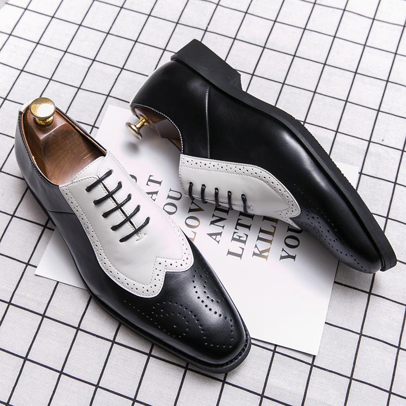 Fashion Men's Oxford Pointeds Business Dress Brogue Designer Carved Shoes For Men Loafers Outdoor Flat Male Wedding Shoes 38~46