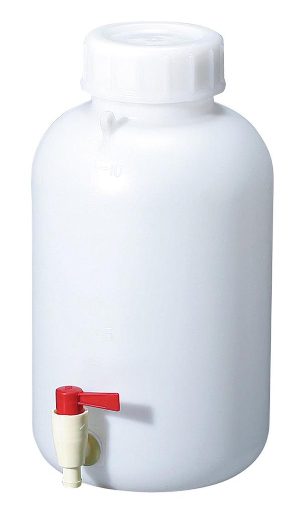 Niigata Seiki BeHAUS Wide-Mouth Bottle with Stopcock, 10L, Made In Japan, HBW-C10L