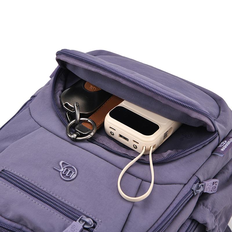 Zaino Compatto con Tasche Multiple con Zip e Tasca Laterale in Rete