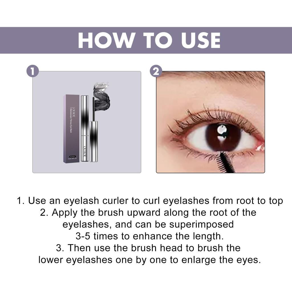 OUHOE Curling Mascara, Lengthens Black Eyelashes, Extends and Curls Lashes, Waterproof and Voluminous, Long-lasting, Smudge-resistant, 4g