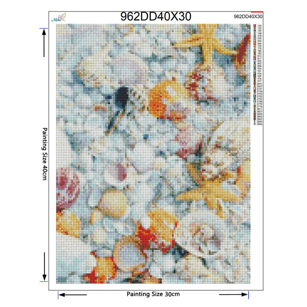 Diamond Painting Cross Stitch Sea Scenery Full Round Diamond Shell Needlework Rhinestone Crafts