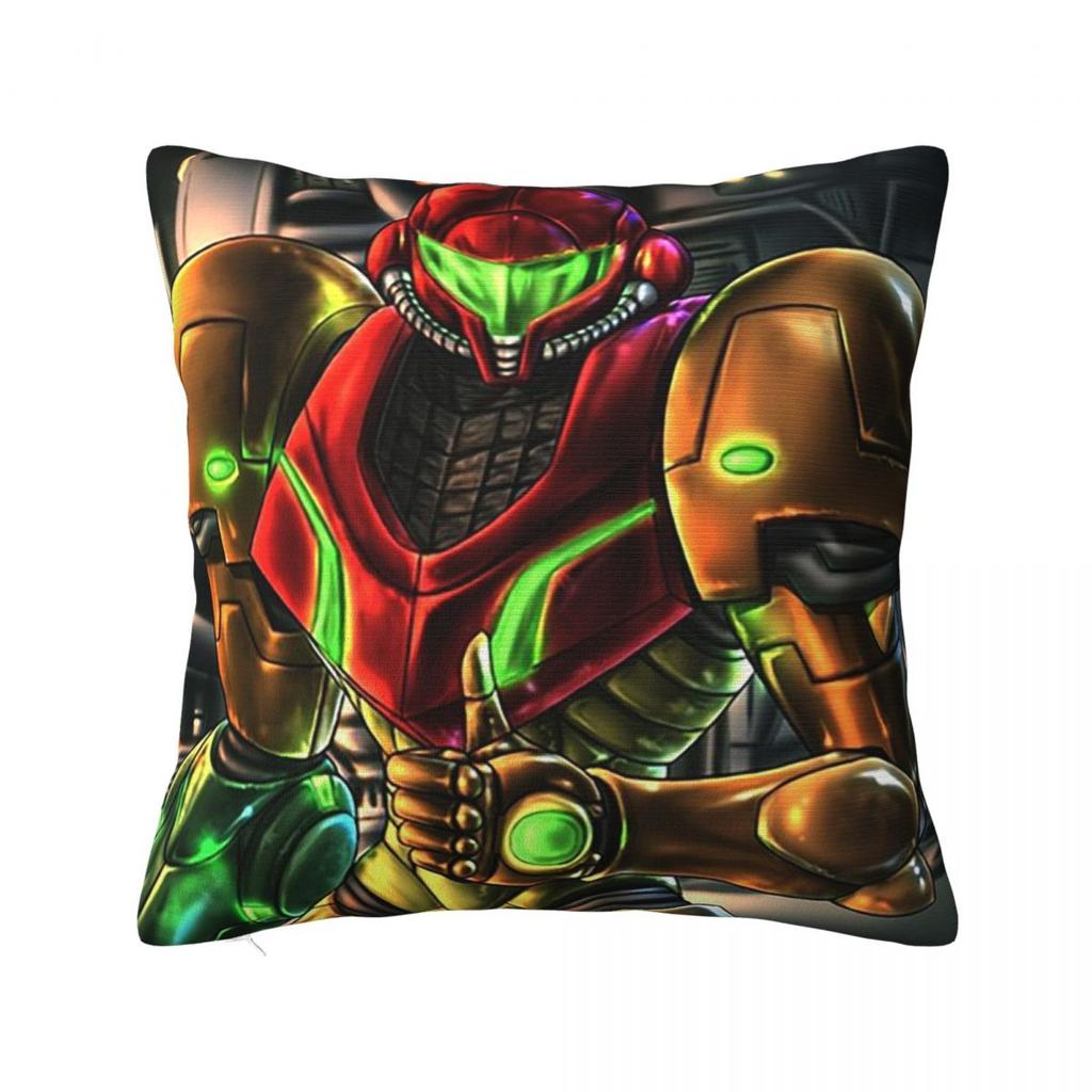 Game Metroid MT Cool Soldier Square Pillowcase Cushion Cover Pillow Case Throw Pillow Cover for Home Sofa Living Room