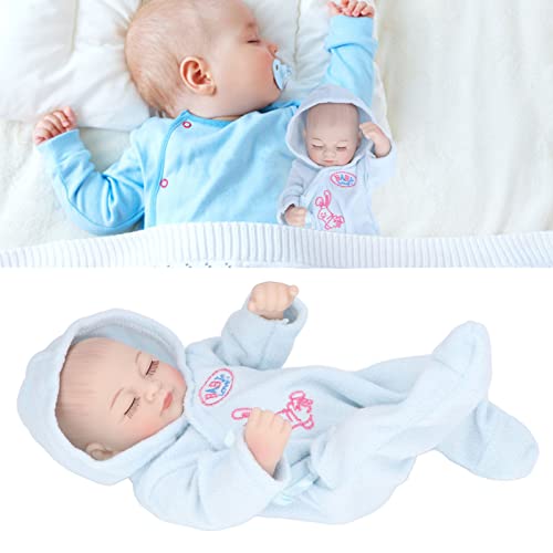 10-inch Reborn Baby Doll, Soft Silicone, Delicate Face, Detailed Design, Includes Pajamas, Washable, Realistic Baby Doll, Blue Eyes Closed, for Kids,