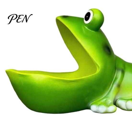 Funny Desktop Storage Cartoon Frog Bowl, Resin Statue Key Holder, Unique Gift for Friends Decorative Organizer Entryway Living Room Animal Figurine