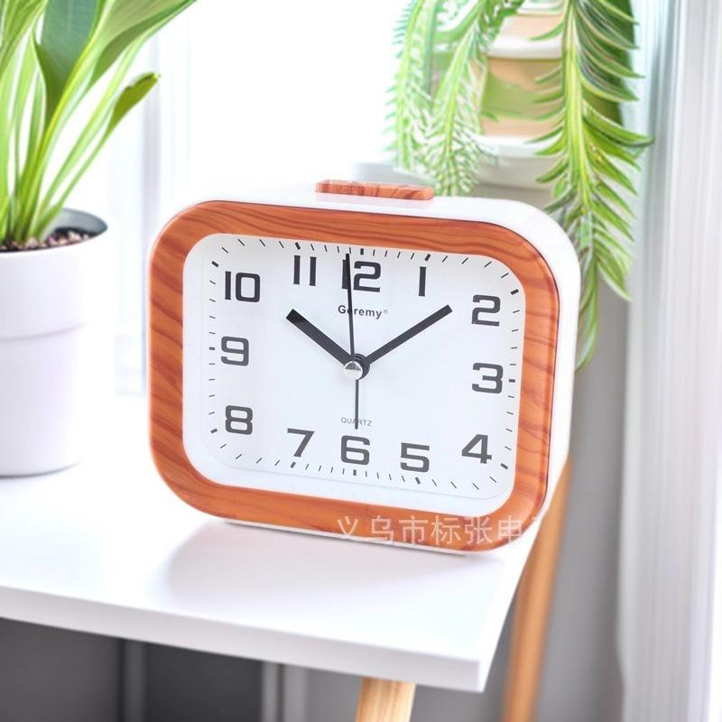 Simple Alarm Clock Imitation Wood Grain Children's Electronic Clock Student Desktop Clock with Alarm
