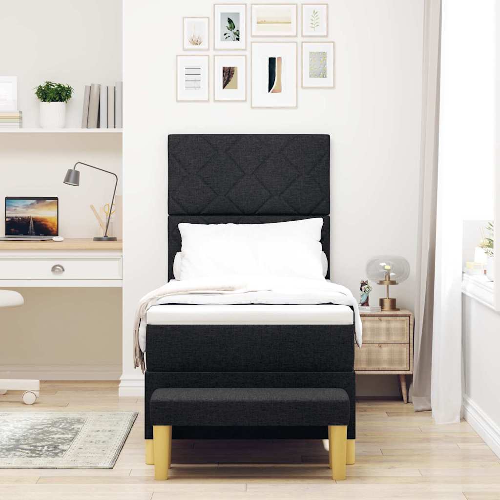 Box Spring Bed with Cushions and Headboard Black 200 x 80 cm Fabric