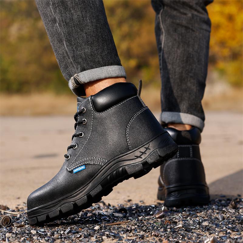 Fashion Men Work Safety Shoes Anti Smashing Waterproof Genuine Leather Welding Shoes Indestructible Nail Proof Boot