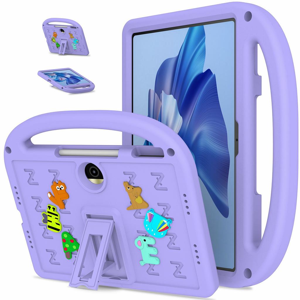 For Honor Pad 9 Kickstand Case Cartoon Design Anti-Drop EVA+PC Tablet Cover with Strap for Kids