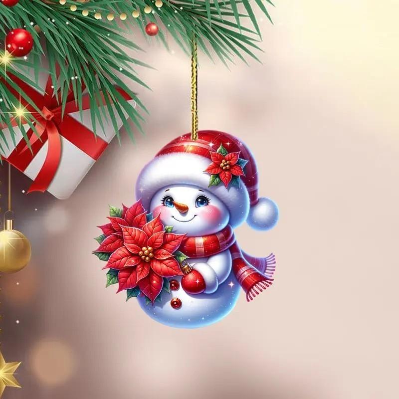 Cute Snowman Christmas Pattern Acrylic Pendant For Family Decoration Holiday