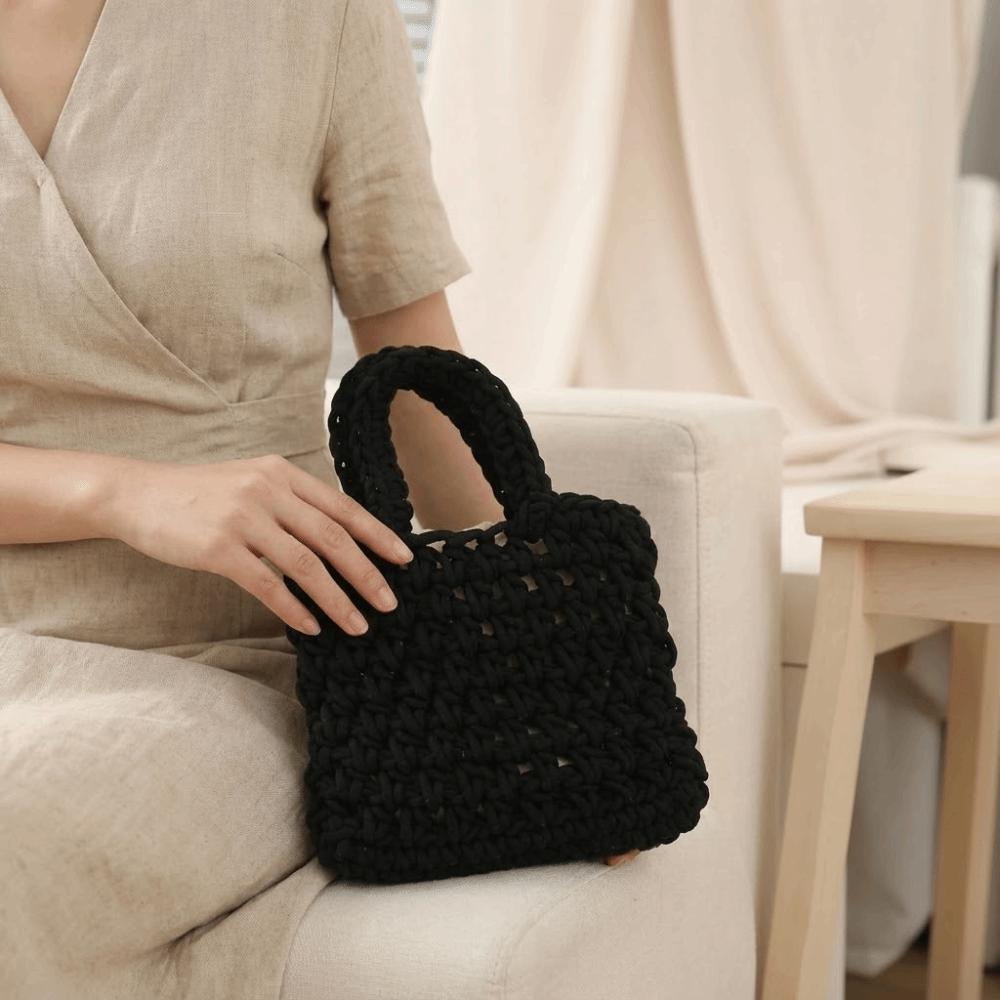 Exquisite Woven Tote Handbag Bohemian Hollowed Out Beach Bag Fashion Crochet Knitted Bag  Travel
