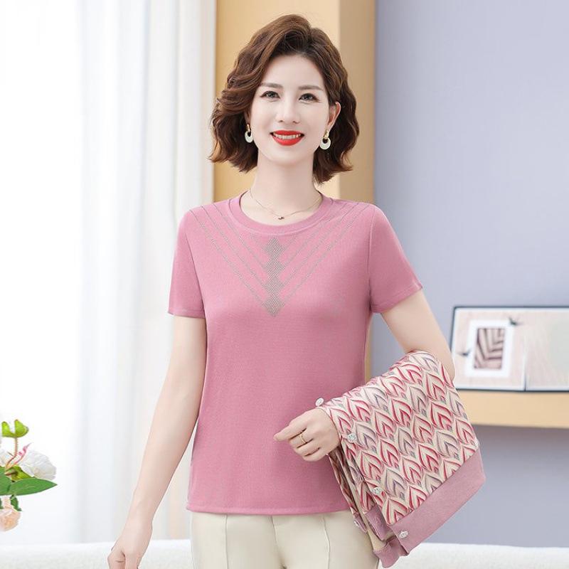 

Women s Autumn Knit T-Shirt & Cardigan Set - New 2026 Style for Middle-Aged & Elderly Mothers, Lightweight Grandma Spring Jacket 4XL [130-140 lbs]