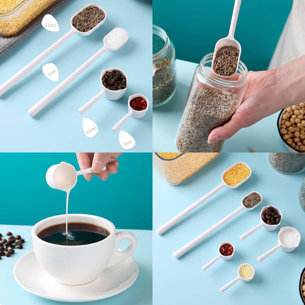 Modern Minimalist Plastic Coffee Bean Scoop With Long Handle For Home Brewing And Baking