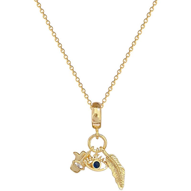 Leaf Devil'S Eye Light Luxury Temperament Gorgeous Full Diamond Necklace Women'S Versatile Collarbone Chain Titanium Steel Chain