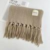 Scarf female winter student Korean version versatile new knitted couple thickened warm wool men's solid color fringed scarf