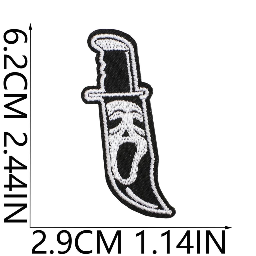 Weird Clown Embroidery Cloth Sticker Halloween Atmosphere Dress Up Horror Doll Patch Sticker Pupil-Free Mummy Embroidery Label