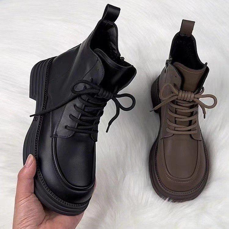 Autumn and winter ins wind Martin boots new velvet short tube British style soft leather thin boots short boots