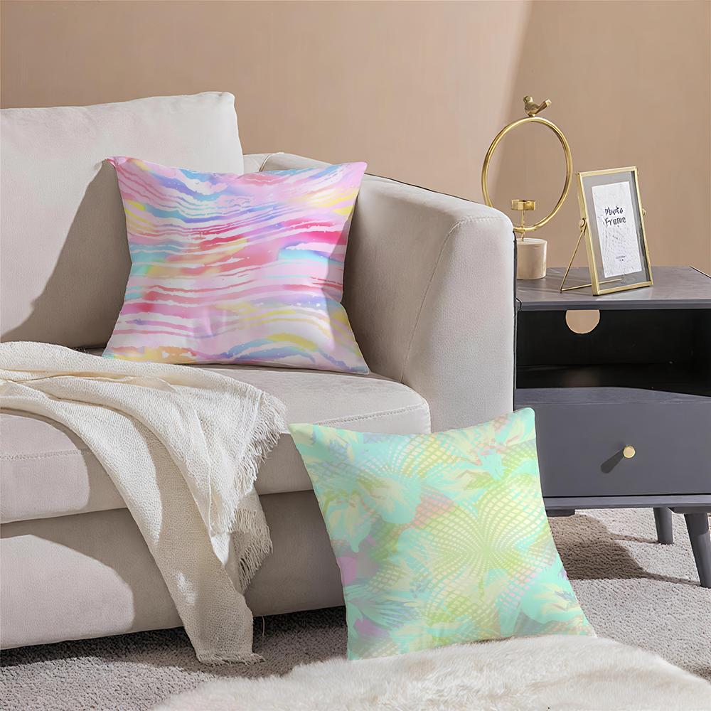 Abstract Trippy Colorful Art Psychedelic Texture Cushion Cover Pillowcase Short Plush Invisible Zipper Room Sofa Cushion Cover