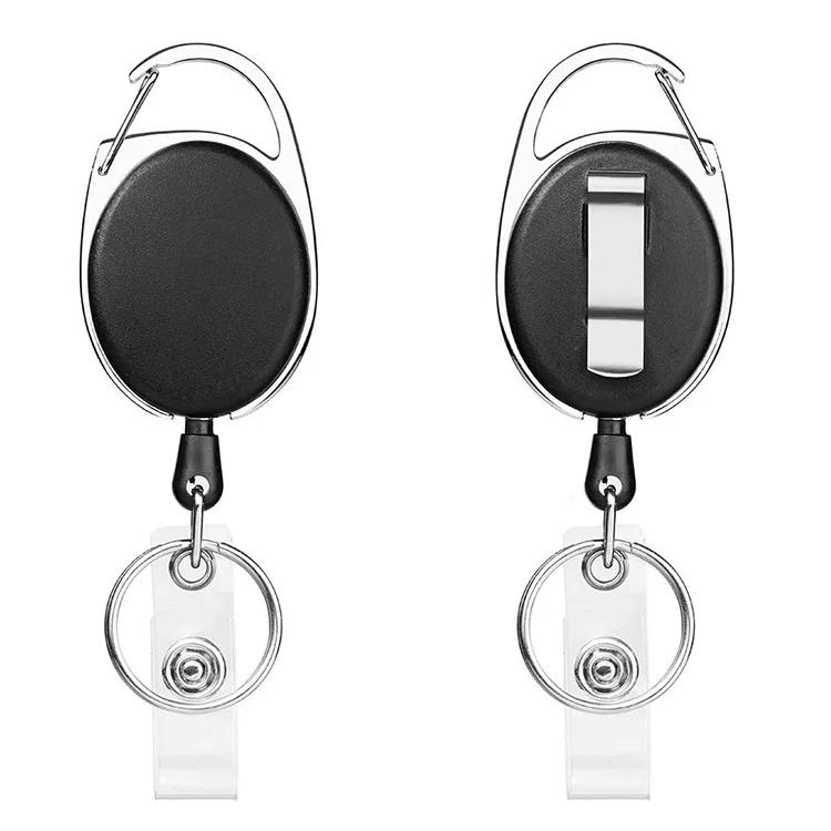 Retractable Lanyard Badge Credit Card Holder Cover Case Badge Reel with Keychain for ID Name Badges Staff Work Pass Card Clip