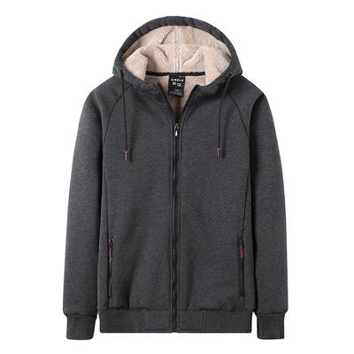 New Winter Lamb Velvet Sports Sweatshirt for Men Plus Velvet Thickened Cardigan Hooded Warm Jacket Large Size Cardigan