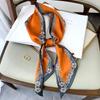 Design Print Skinny Scarf Plaid Horse Hairband Scarves Women Narrow Silk Scarfs Bag Ribbons Luxury  Wrist Towel Foulard