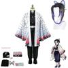 Anime Demon Slayer Kimetsu Geen Yaiba Kochou Shinobu Cosplay Kostuum Pruik Szett Kimonó Egyenruha Halloween Anime Kostuums Voor Kid