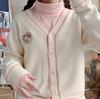 Women's High Neck Fleece-Lined Lamb Embroidery Loose Long Sleeve Top