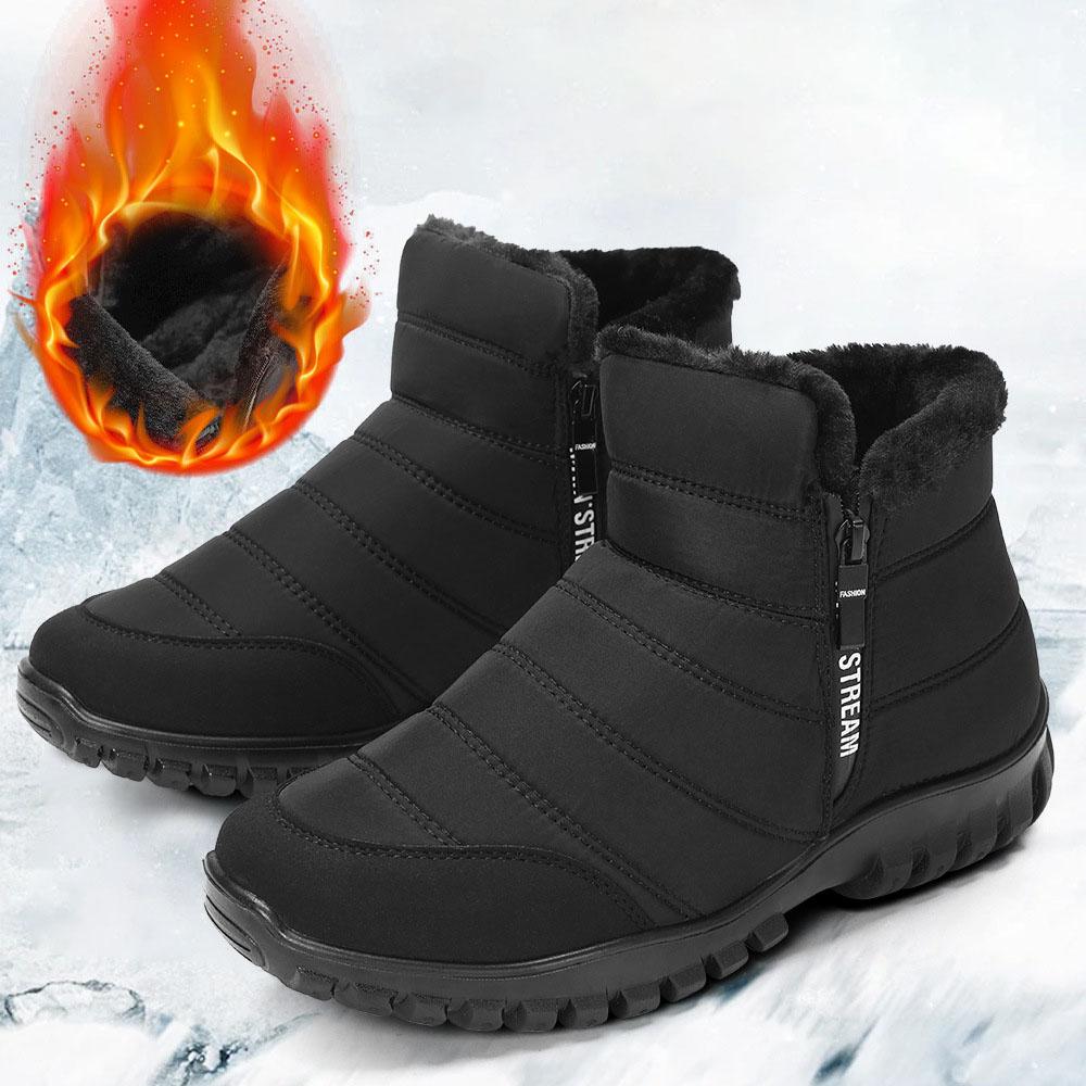 Men's Sneakers Warm Cotton Zipper Snow Ankle Boots, Casual Shoes Designer Shoes Waterproof Snow Boots Free Shiping Shoe