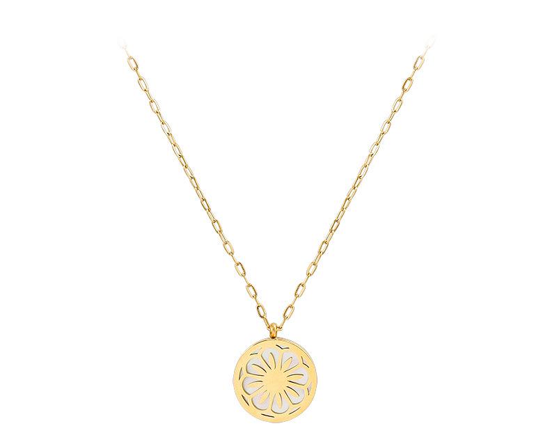 Winter Fashion Sweater Niche: Daisy & Seashell Pendant Necklace in White Titanium Steel