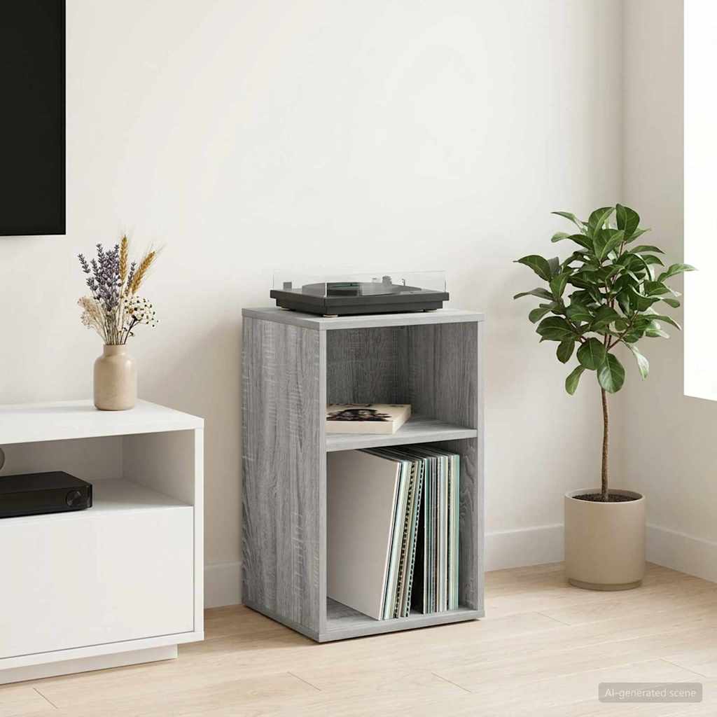 Vinyl Record Cabinet Sonoma Grey 38 x 33 x 61 cm Engineered Wood