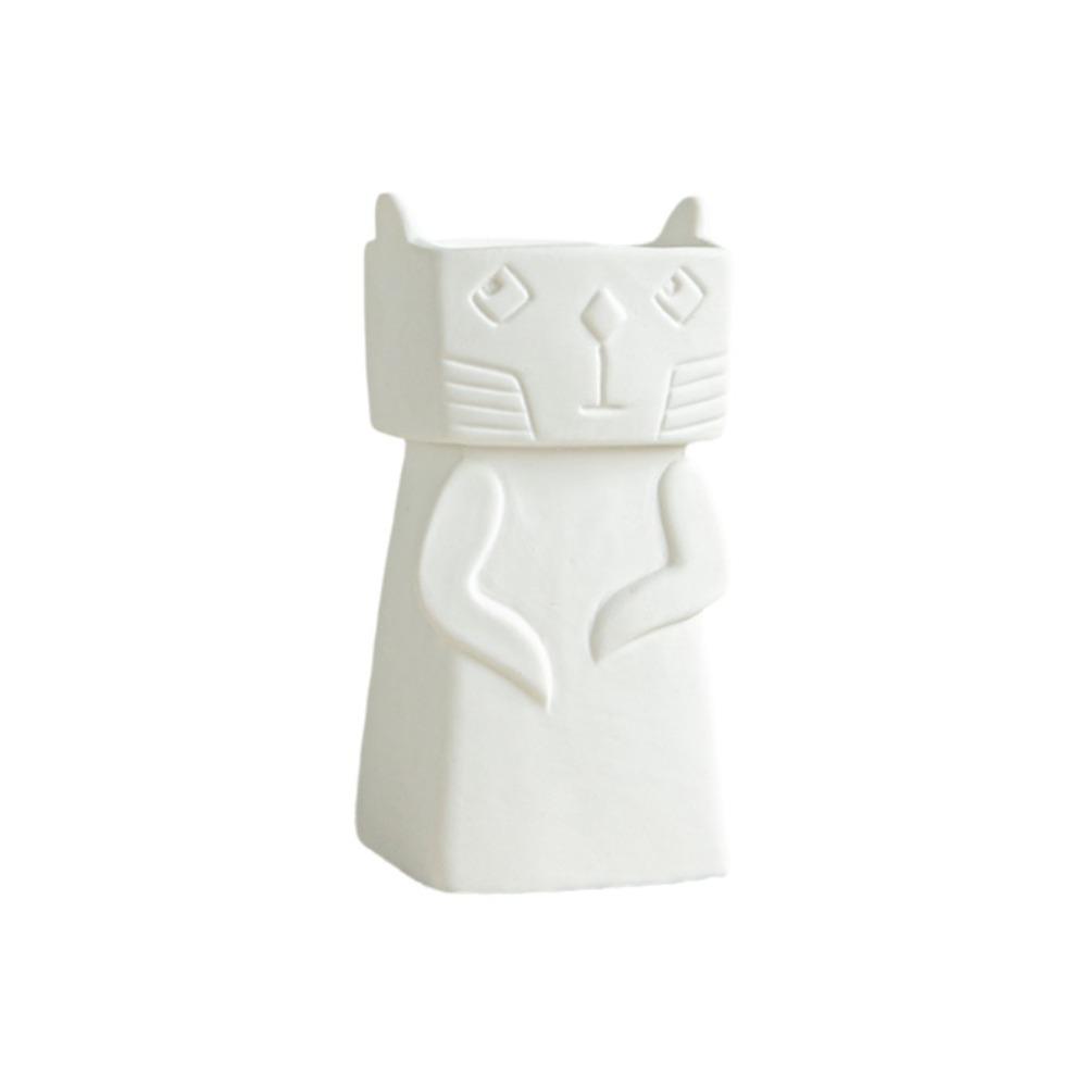 Minimalist Flower Vase Cartoon Dry Vase Cat Figurines Cat Ceramic Vase Flower Arrangement S