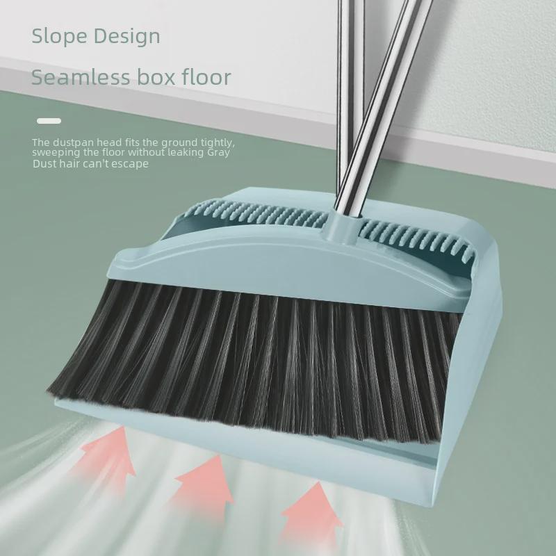 Ensemble Balai et Pelle à Poussière Pliable en Acier Inoxydable avec Poils en Plastique Antiadhésif