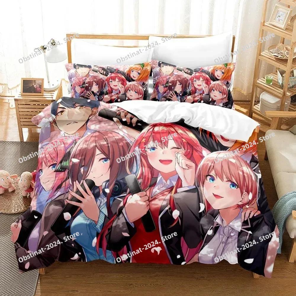 Anime Kawai Young Girls The Quintesential Quintuplets Beding Set Carton Anime thre-piece set Adult People Kid Bedrom Duvet cover Sets
