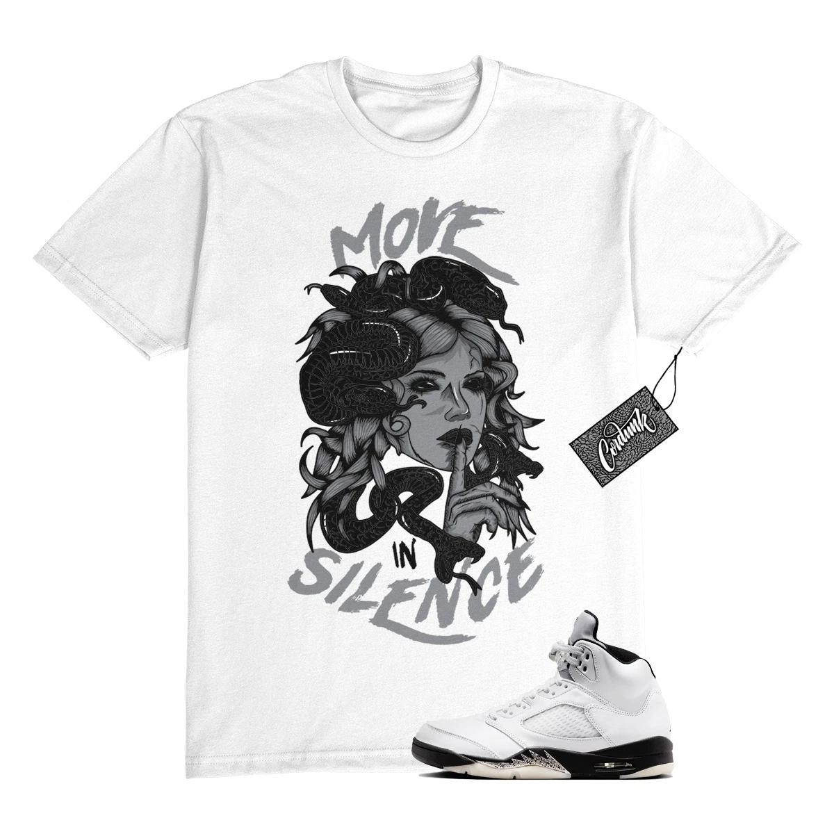 5 Reverse Metallic White Black T Shirt Match MIS XL