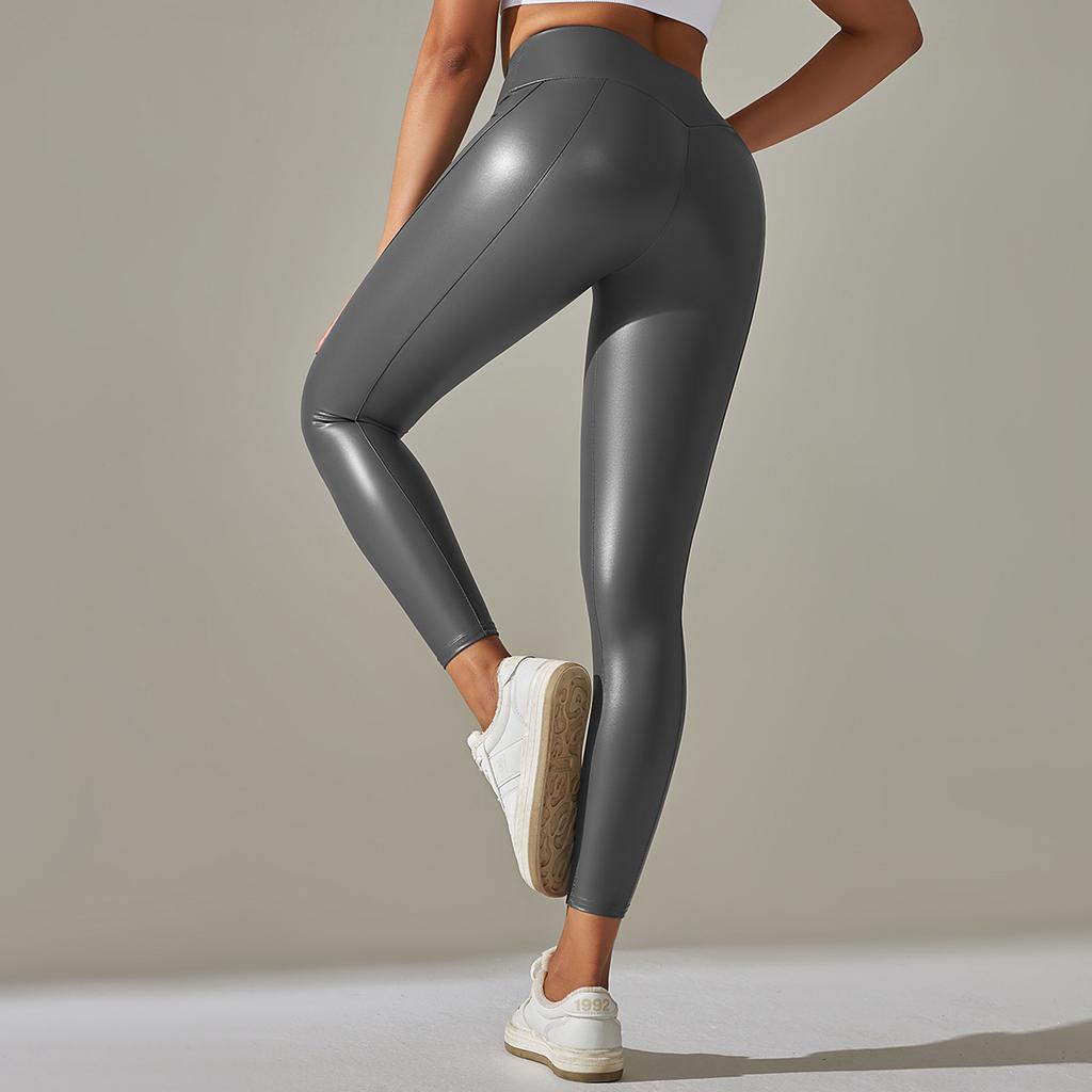PU Leather Leggings Women Sexy Scrunch Butt Leggings Girls Faux Leather Pants High Waist Push Up Casual Leggings 6 Color