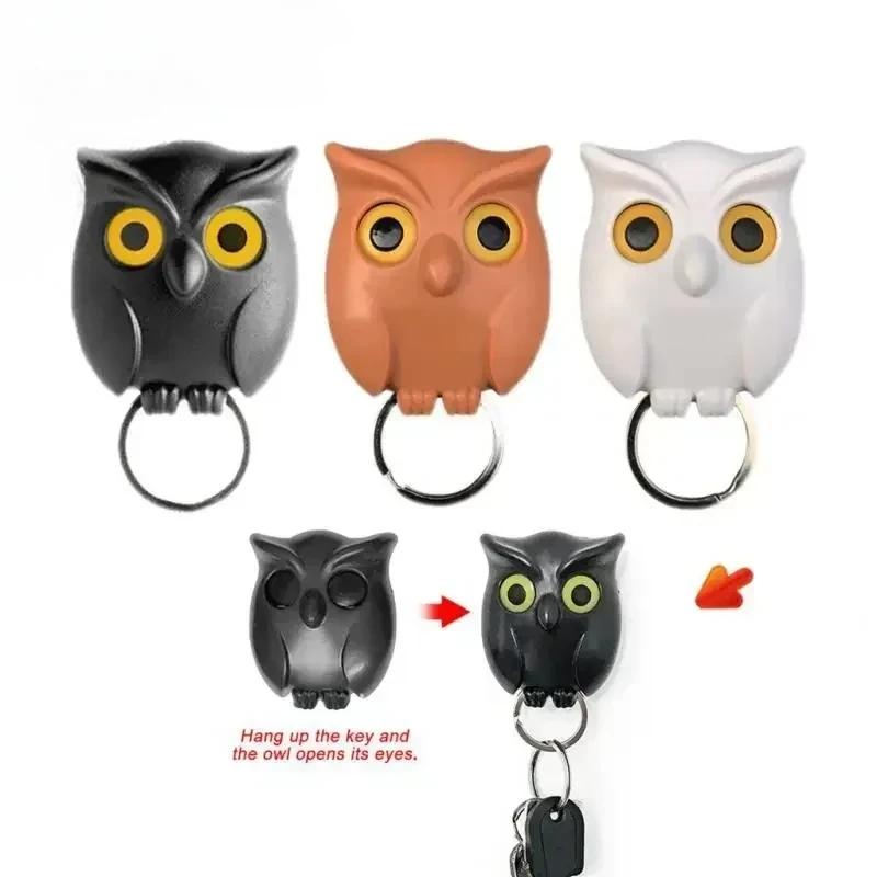 Owl Night Wall Hanging Key Hanger Wall Decoration for Home Creativity Hooks Magnetic Keychain Magnet Secure Keychain Keys Holder
