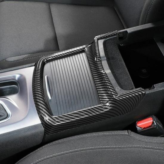 Central Cup Holder Frame Trim Decor Cover For Dodge Charger 2011-23 Carbon Fiber
