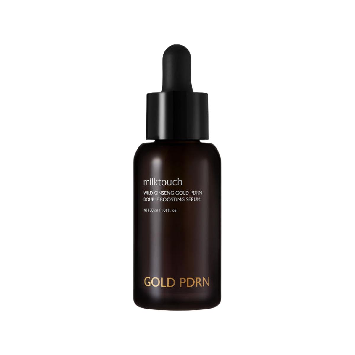 Milk Touch Сыворотка с диким женьшенем и золотом PDRN Double Boosting, оживляющая эссенция для лица 30 мл