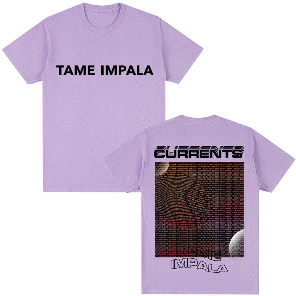 Vintage Tame Impala Currents Grafik T-Shirt Herren Damen Trendy Hip Hop Vintage Kurzarm Lässige Übergroße Baumwoll-T-Shirts Männlich