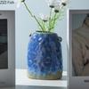 Blue Painted Ceramic Vase Plant Pots Table Decoration Creative Flowers Arrangement Decorative Floral Vases Room Aesthetic Decor