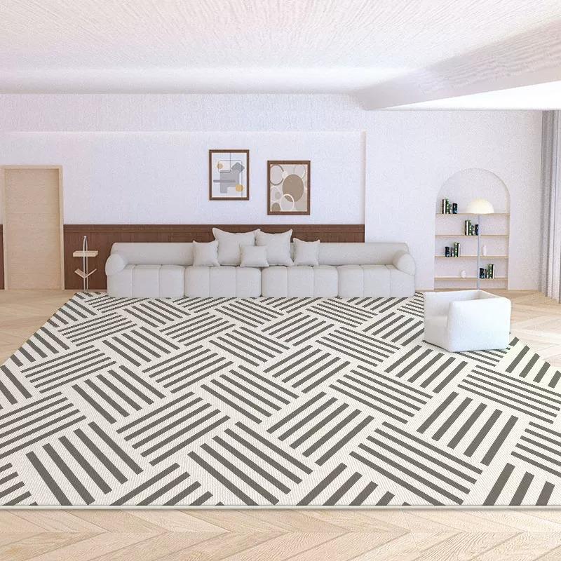 Striped Geometric Pattern Carpet for Living Room Large Area Rugs Modern Minimalism Light Luxury Mats Bedroom Floor Mat