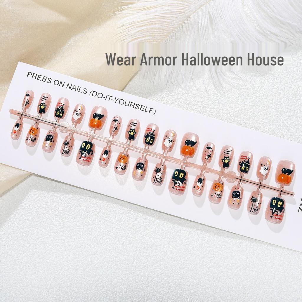 Nail Art Gilded Cat's Eye Blush Tips - 30-Piece Set, Handmade & Ready-to-Wear In XS/S/M