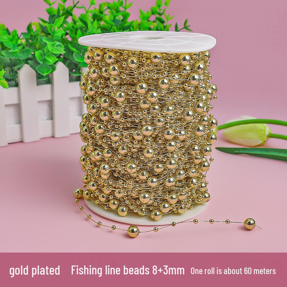 Lanț cu Mărgele Aurii și Argintii: Decorațiune Pom de Crăciun & Șir Decorativ DIY