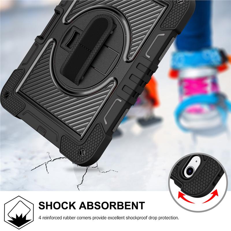 For iPad A16 11 Inch (2025)/iPad 10.9 Inch 10th Gen Shockproof Case, Built-in Pencil Holder, Tri-fold Stand, Clear Back, Black