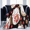 Fortune Cat Pattern Printed Blanket for Sofa Bed Travel Camping Living Room Office Conditioning Blanket for All Seasons Gifts
