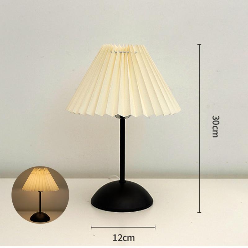 Nordic Bedroom Bedside Desk Lamp Home Fabric Lampshade Dining Bar Table Lamps USB Pleated Atmosphere Light Indoor Decoration