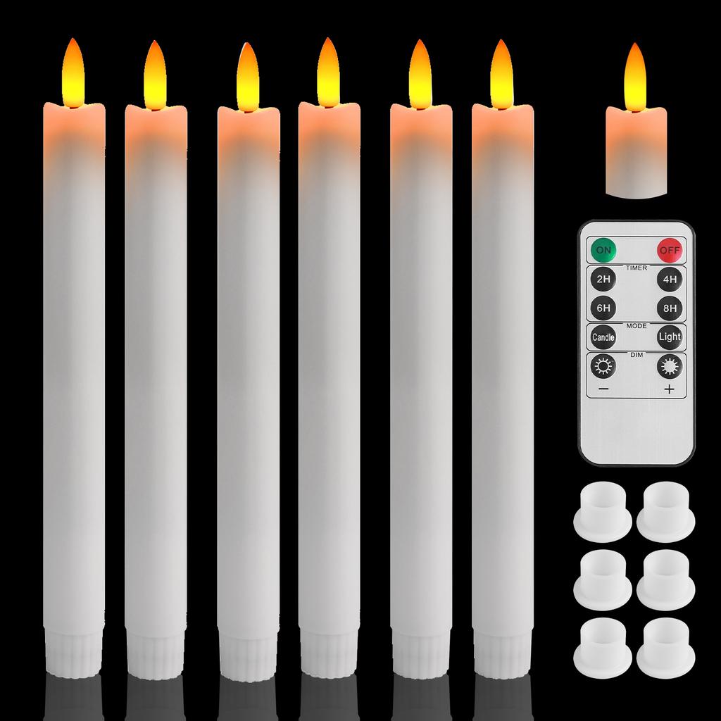 Flameless Taper Candles with Remote Timer LED Candlesticks Battery Operated Flickering Window Candle for Christmas Wedding Decor