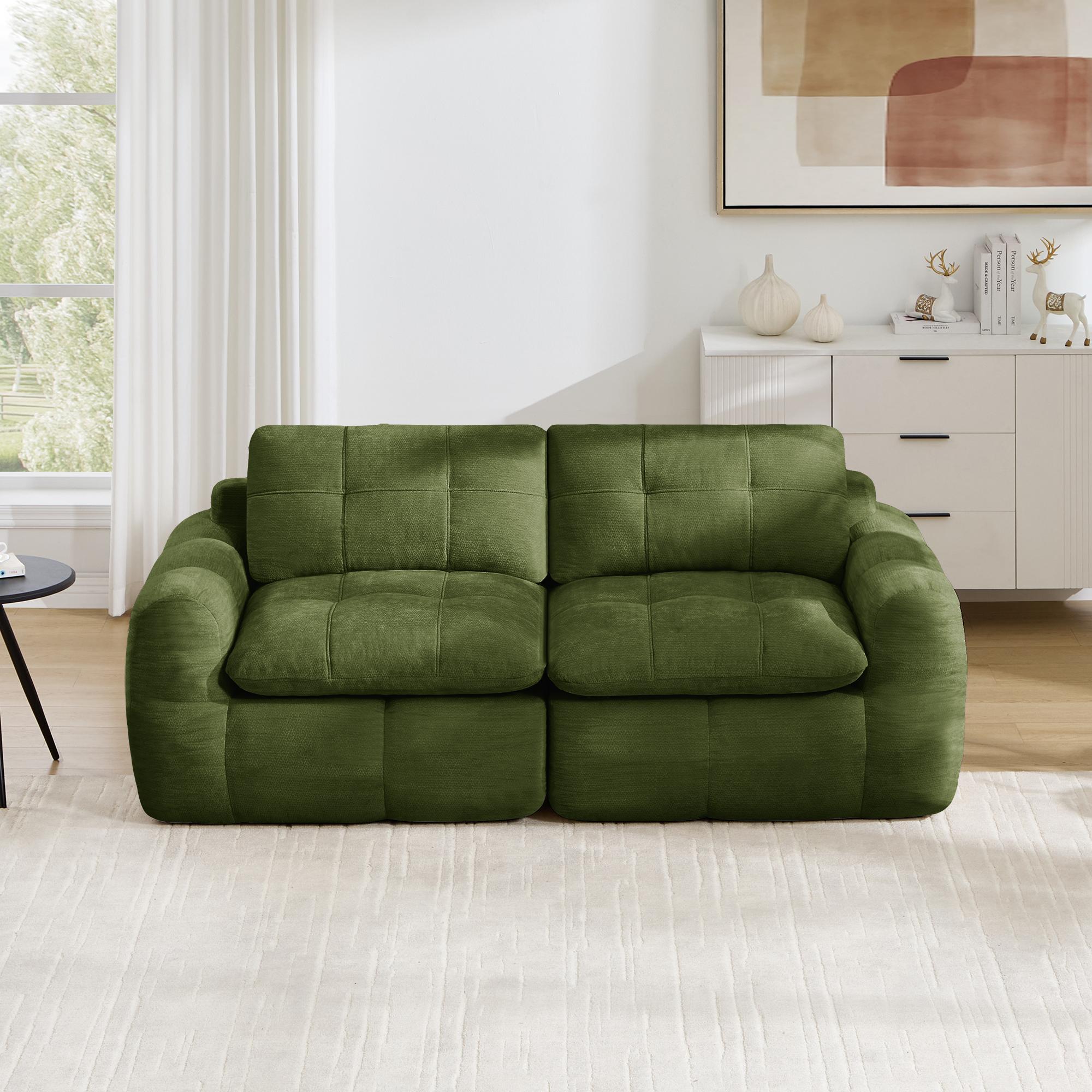 2-seater modular sofa, square tufting, 32D