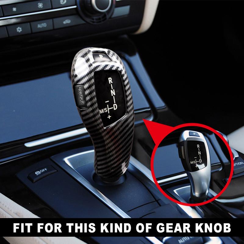 2Pcs/Set LHD Carbon Fiber Car Gear Shift Knob Cover Trim Interior Gear Shift Collars For BMW X5 X6 1/2/3/4/5/6 Series