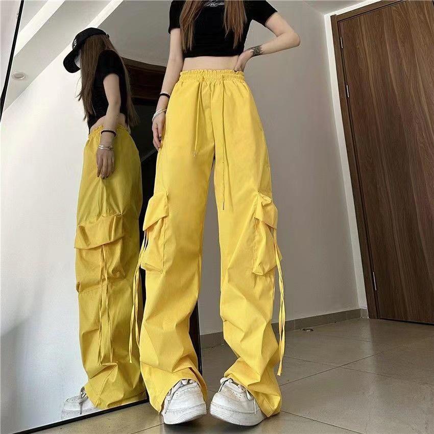 Women's 2025 Summer Fashion High-Waist Wide-Leg Cargo Pants