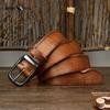 Fashion Retro Distressed Wrinkled Leather Belt for Men and Women Genuine Leather First Layer Cowhide Casual Jeans Belt